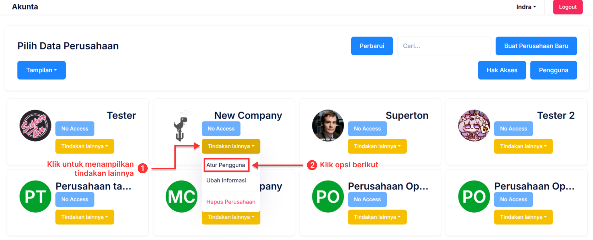 Langkah Mengatur Pengguna
