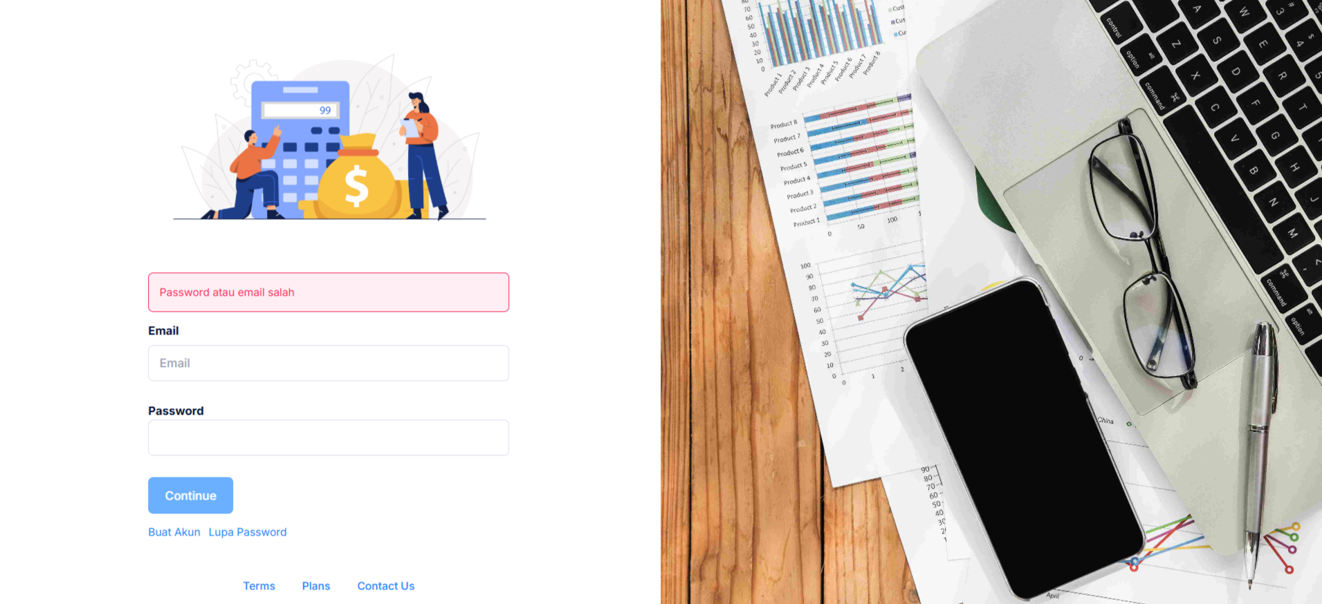 Tampilan Saat Password Salah
