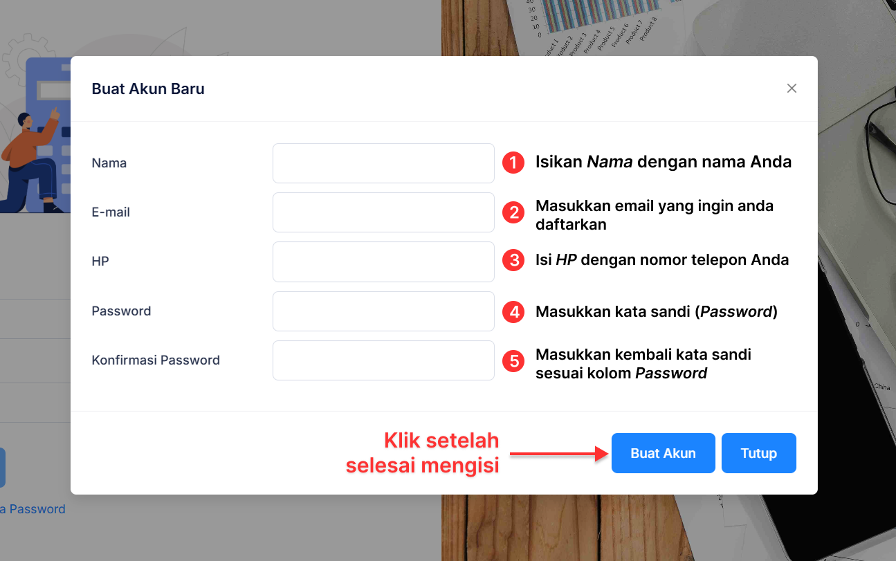 Tampilan Form Register Akunta