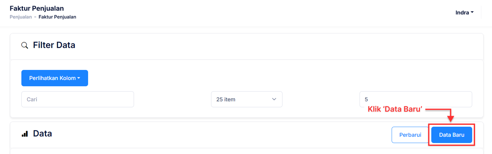 Halaman Faktur Penjualan