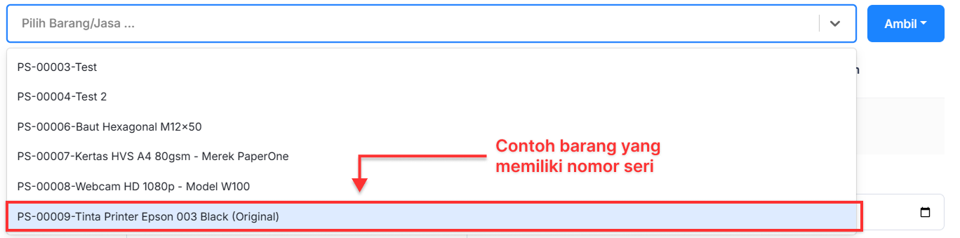 Halaman Penerimaan Barang