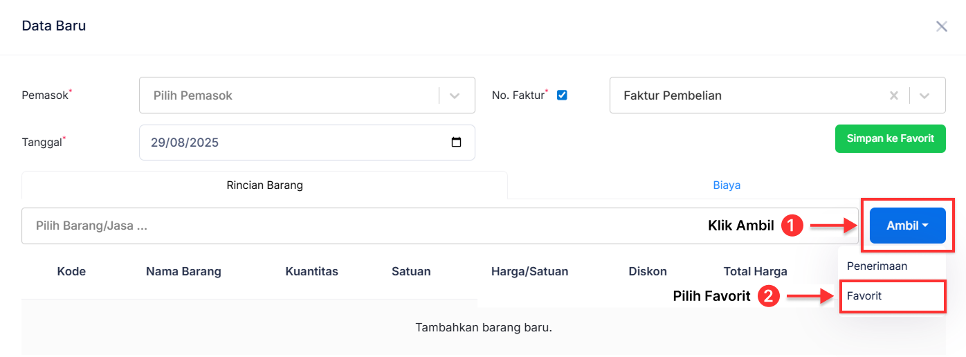 Halaman Faktur Pembelian