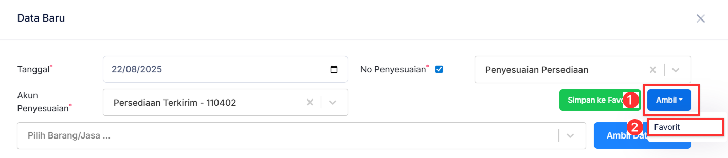 Halaman Penyesuaian Persediaan