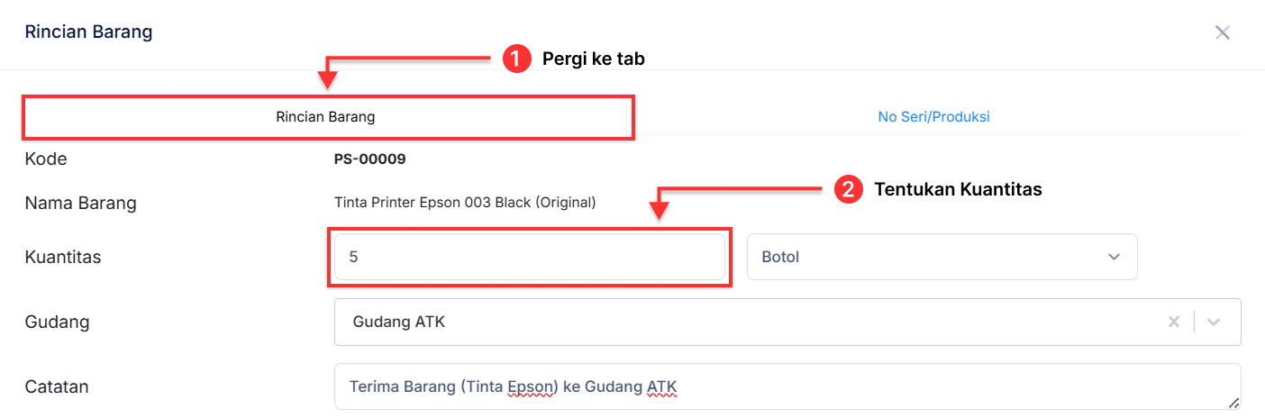 Halaman Penerimaan Barang