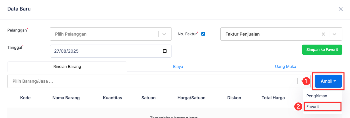 Halaman Faktur Penjualan