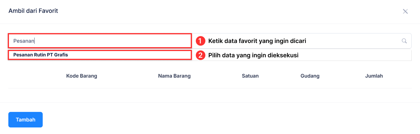 Halaman Pekerjaan Pesanan