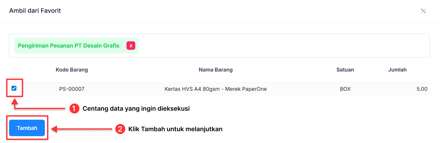 Halaman Pengiriman Pesanan
