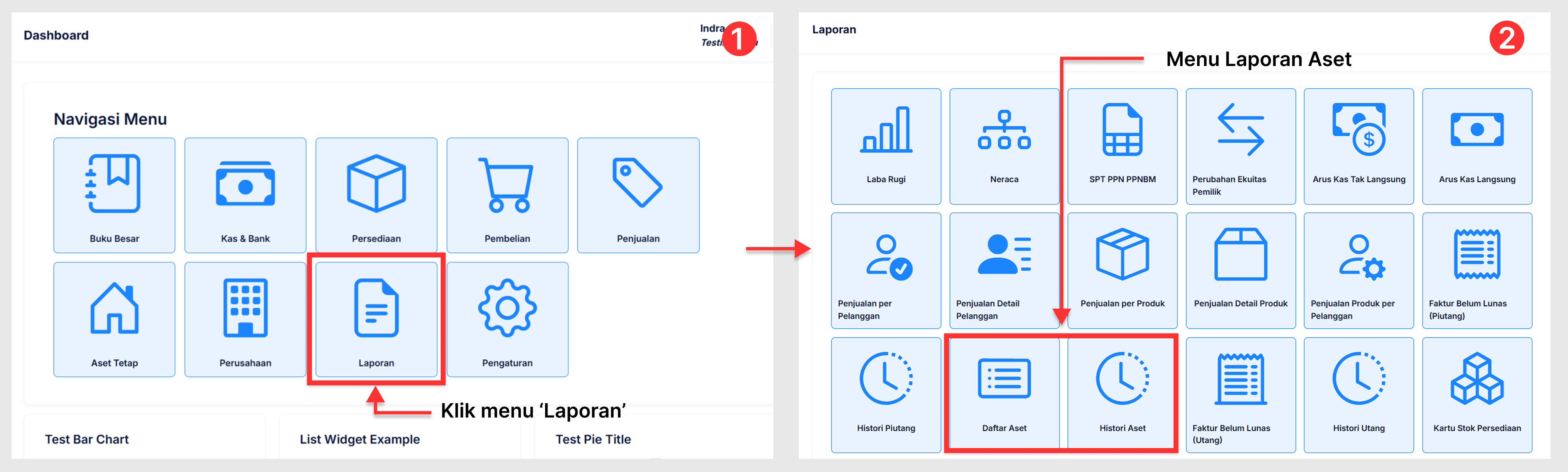 Halaman laporan Aset