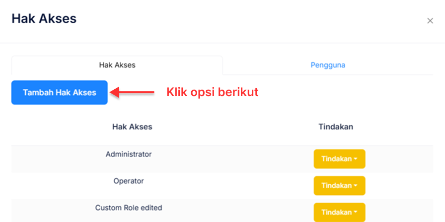 Langkah Membuat Hak Akses