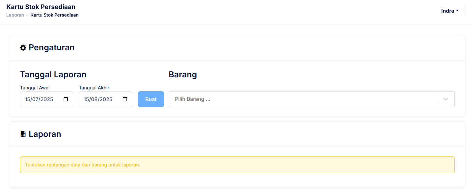 Halaman Kartu Stok Persediaan