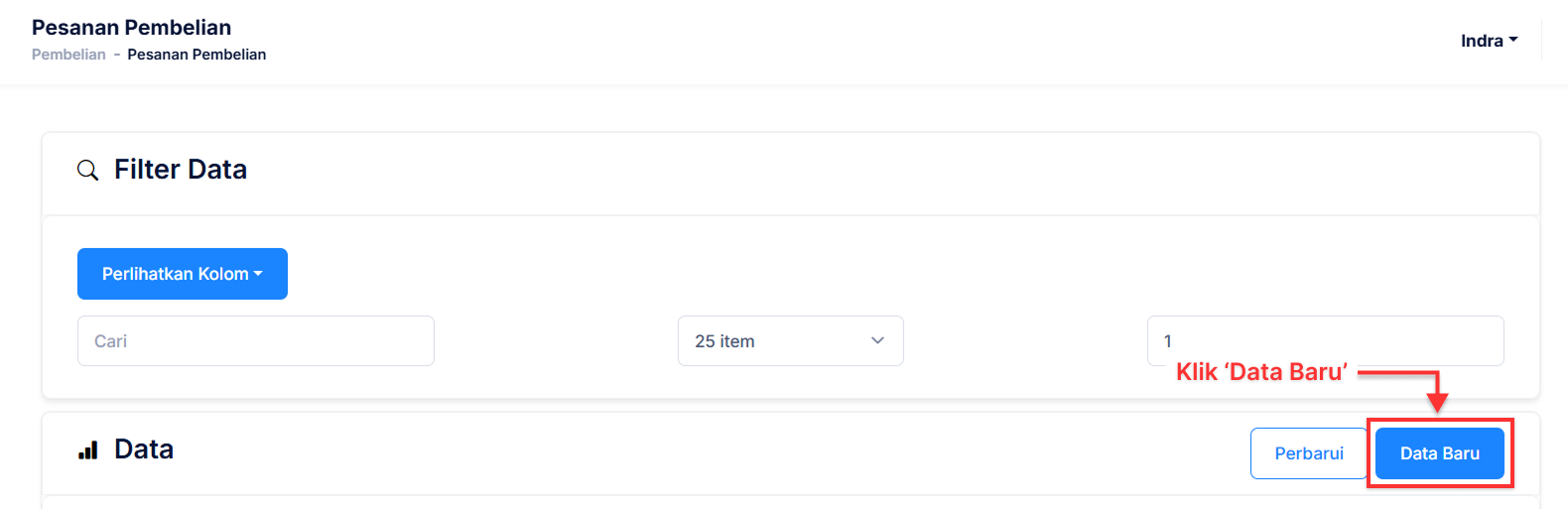 Halaman Pesanan Pembelian