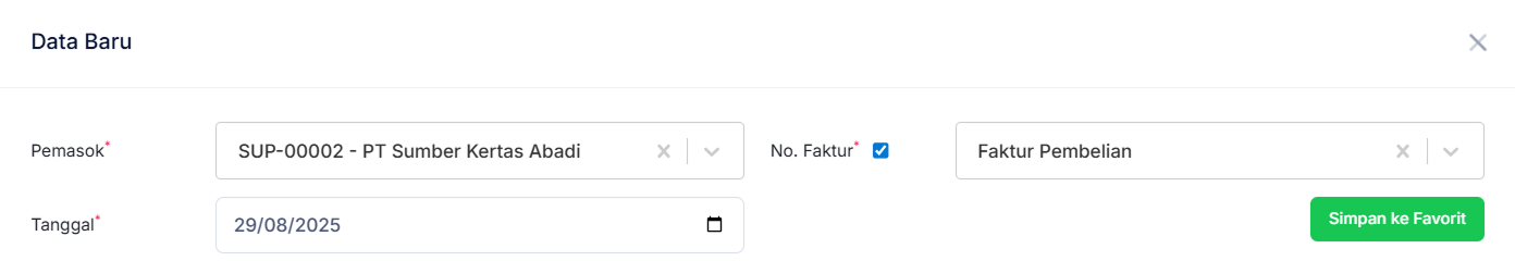 Halaman Faktur Pembelian
