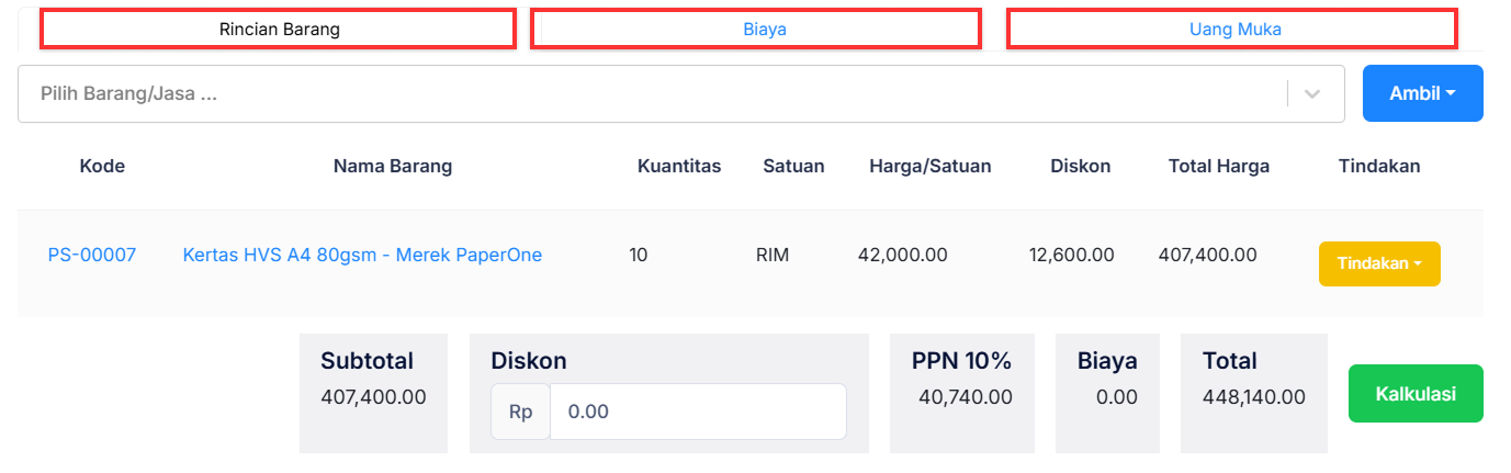 Halaman Faktur Pembelian