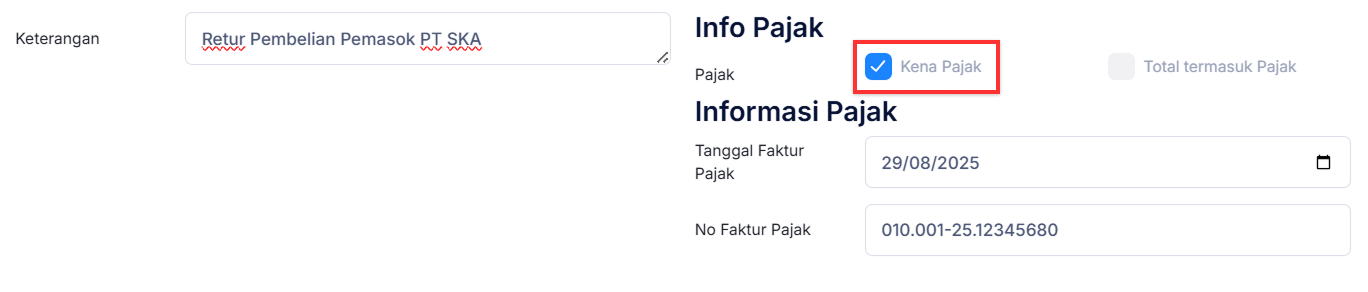 Halaman Retur Pembelian