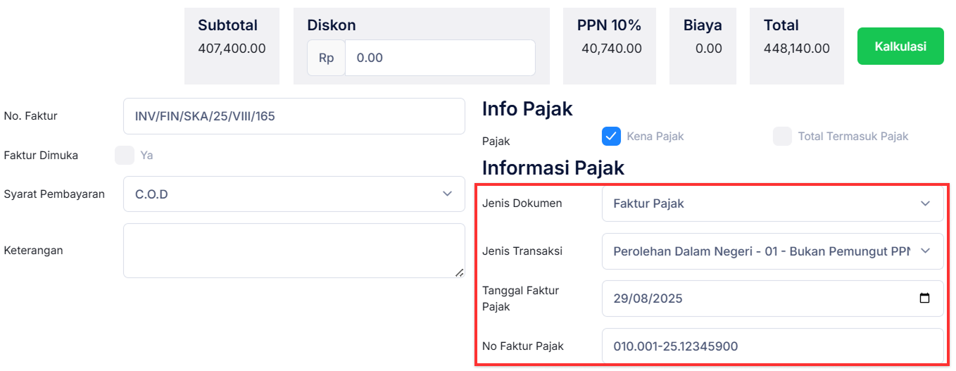 Halaman Faktur Pembelian