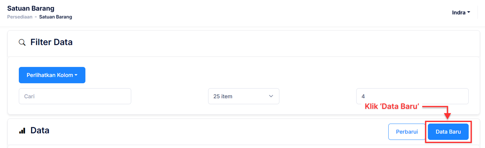 Halaman Satuan Barang