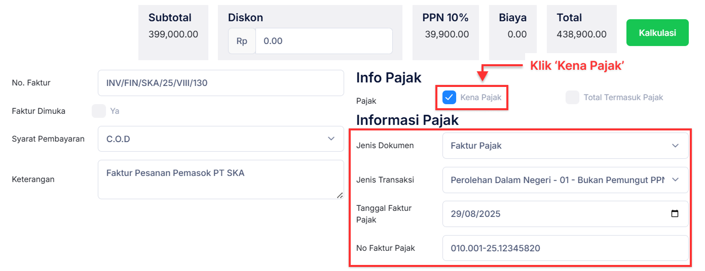 Halaman Faktur Pembelian
