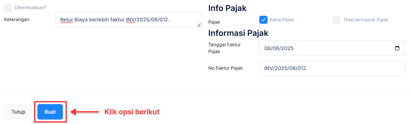 Halaman Retur Penjualan