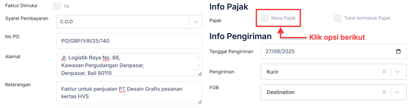 Halaman Faktur Penjualan