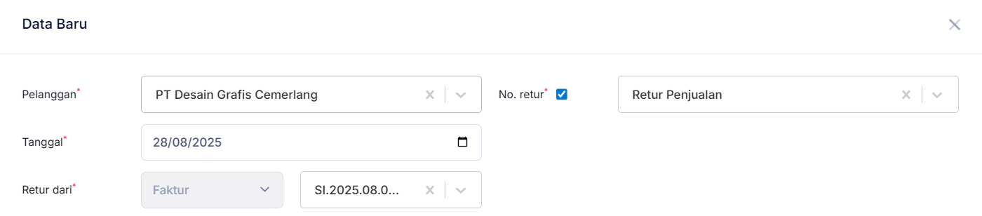 Halaman Retur Penjualan