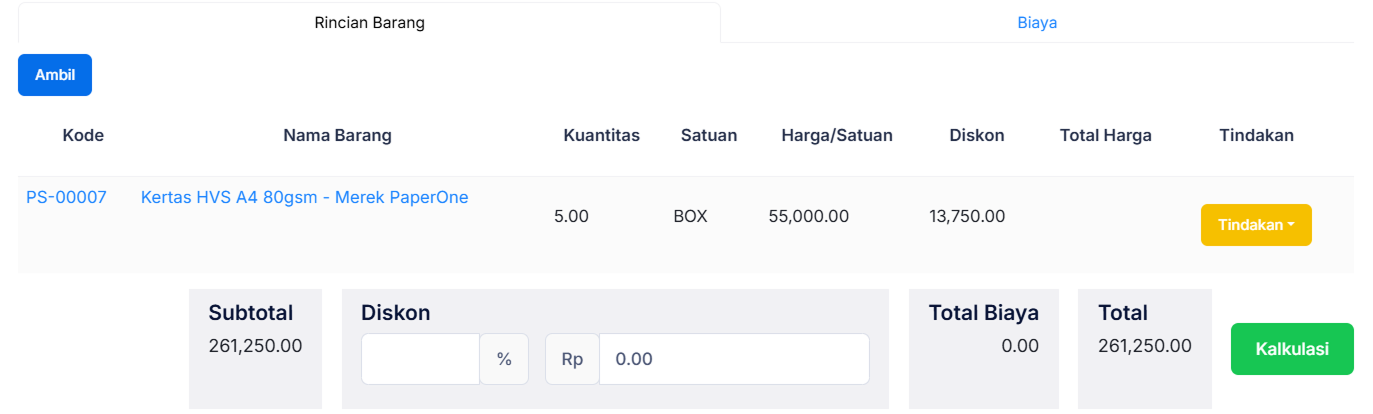 Halaman Retur Penjualan