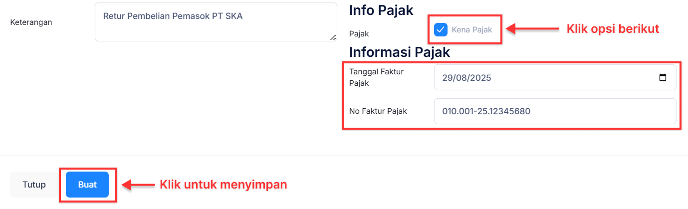 Halaman Retur Pembelian