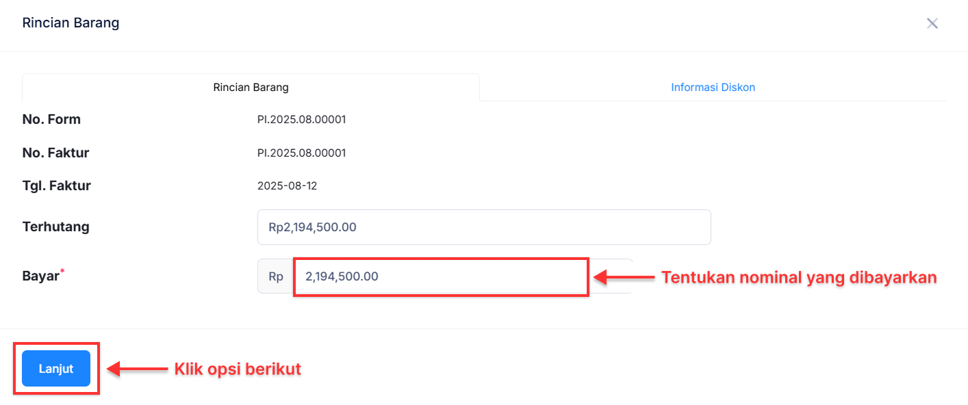 Halaman Pembayaran Pembelian