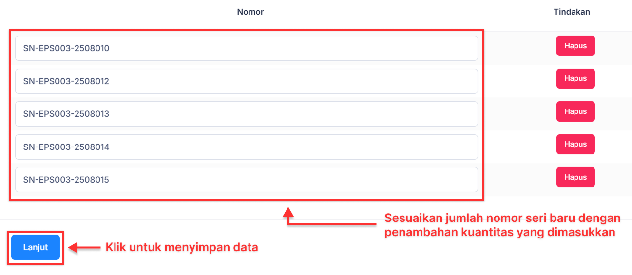 Halaman Pemindahan Barang