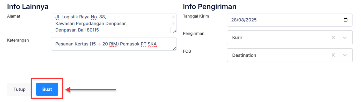 Halaman Penerimaan Barang