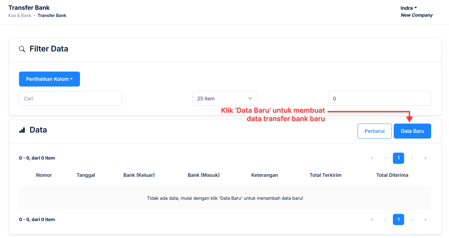 Halaman Transfer Bank