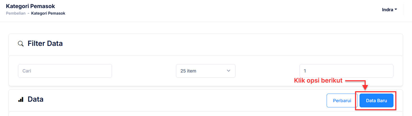 Halaman Kategori Pemasok