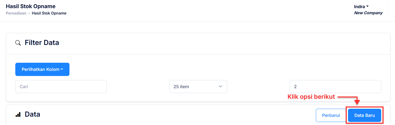Halaman Hasil Stok Opname