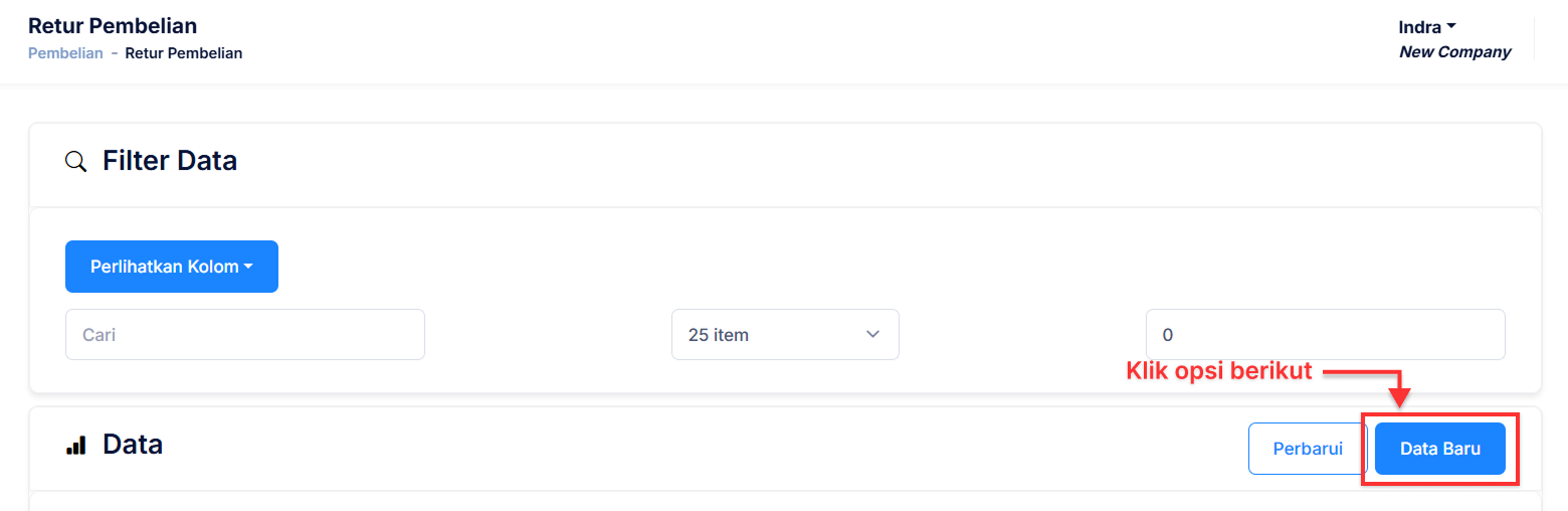Halaman Retur Pembelian