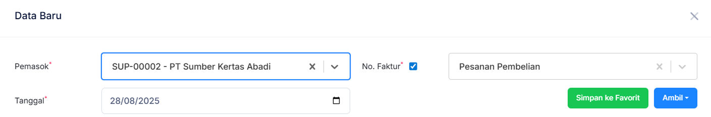 Halaman Pesanan Pembelian