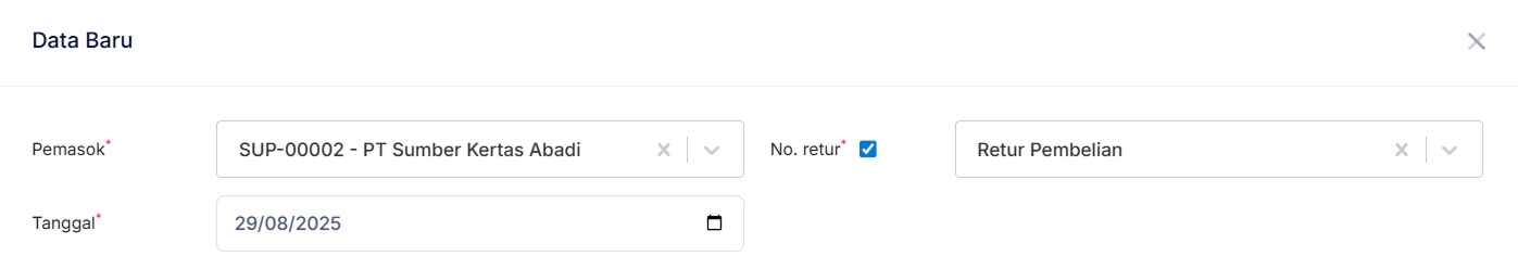 Halaman Retur Pembelian