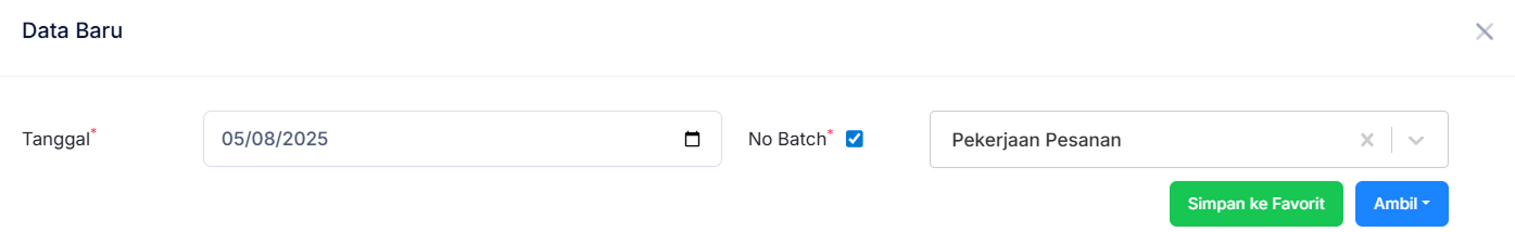 Halaman Pekerjaan Pesanan