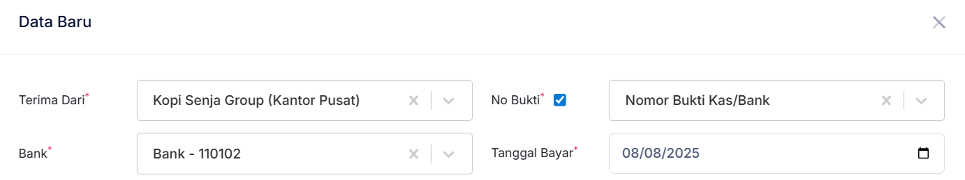 Halaman Penerimaan Penjualan