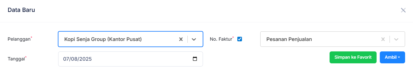 Halaman Pesanan Penjualan