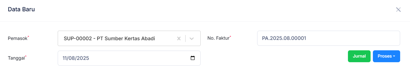 Halaman Uang Muka Pembelian