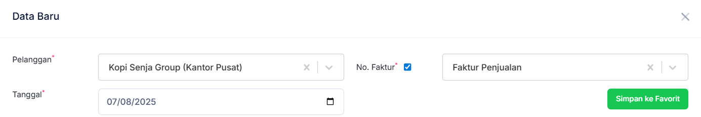 Halaman Faktur Penjualan