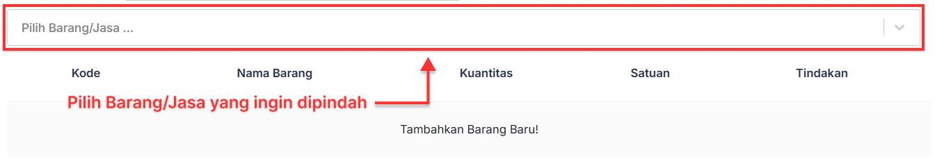 Halaman Pemindahan Barang