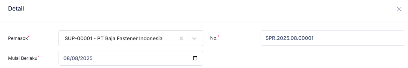 Halaman Harga Pemasok