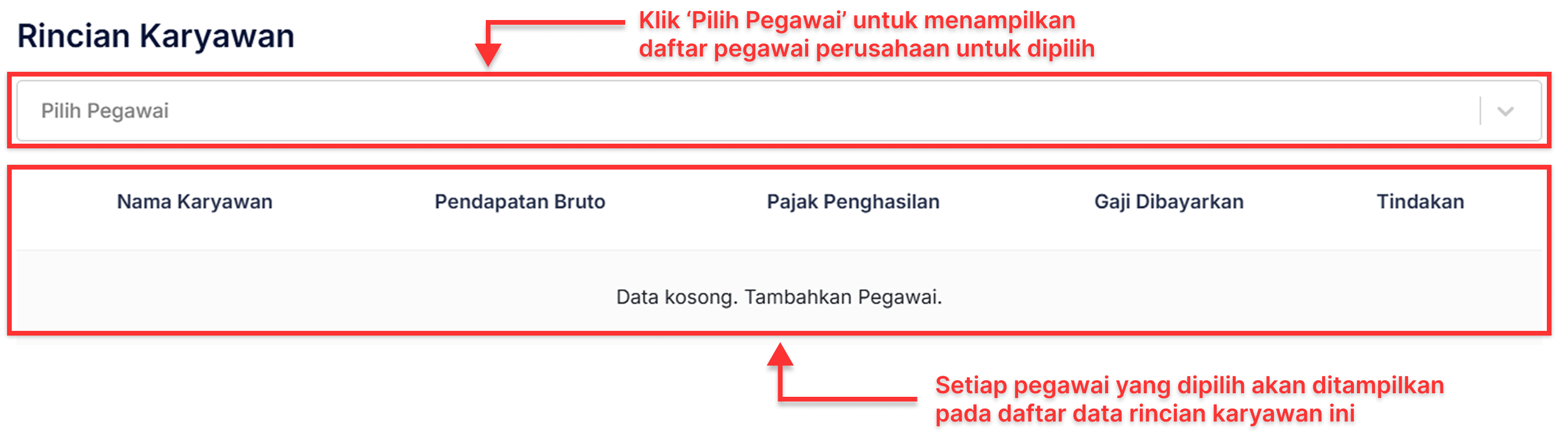 Halaman Pencatatan Gaji