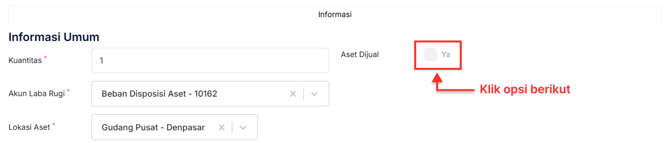 Halaman Disposisi Aset Tetap