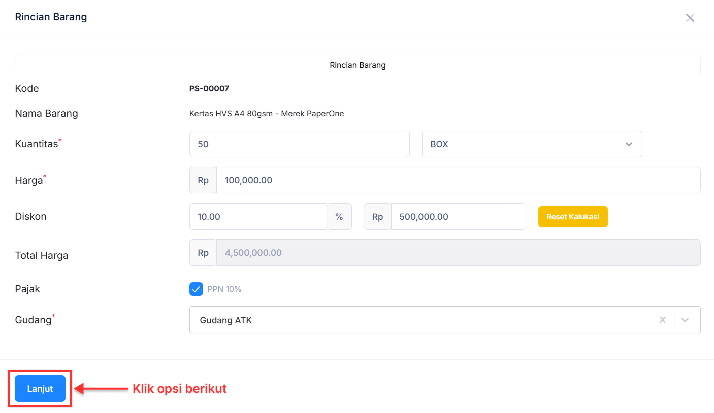 Halaman Pesanan Pembelian