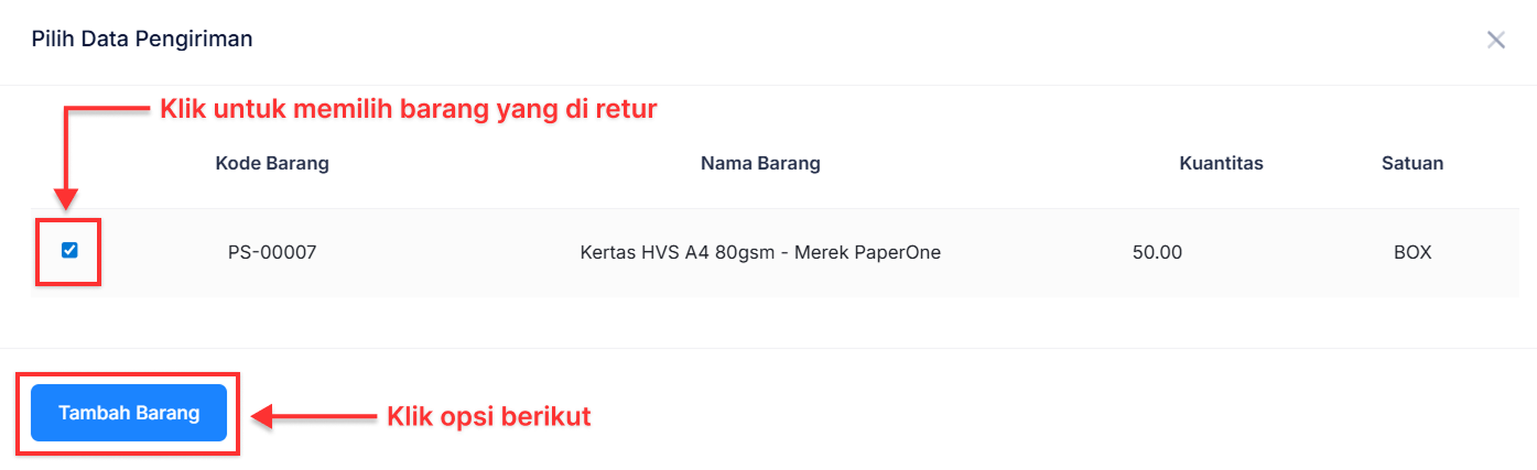 Halaman Retur Pembelian