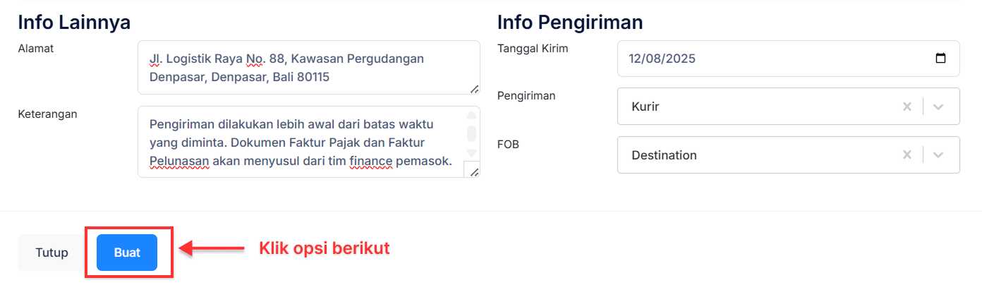 Halaman Penerimaan Barang