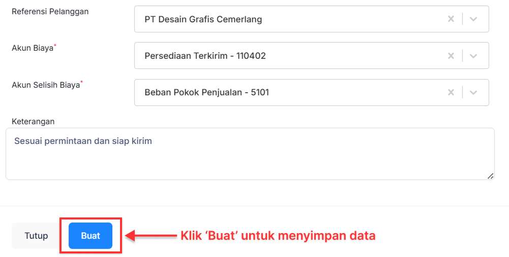 Halaman Pekerjaan Pesanan