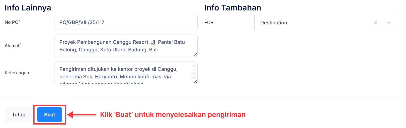 Halaman Pemenuhan Pesanan