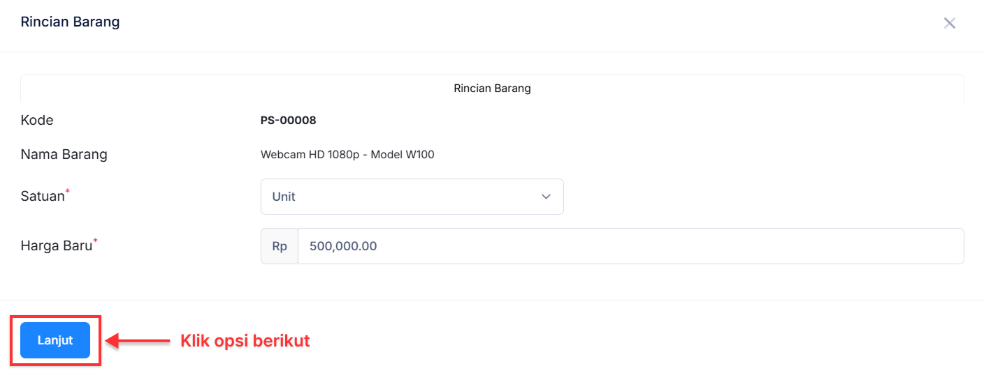 Halaman Harga Pemasok